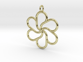 6petal pendant 28mm in 18k Gold Plated Brass