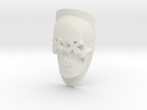 Skull Head Badge 37.5mm in White Natural Versatile Plastic