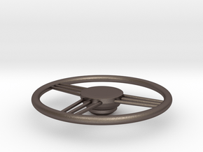 Spoked Steering Wheel in Polished Bronzed-Silver Steel