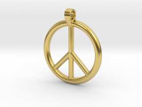 Peace Sign Pendant in Polished Brass