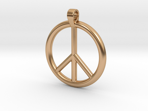 Peace Sign Pendant in Polished Bronze