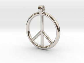 Peace Sign Pendant in Rhodium Plated Brass