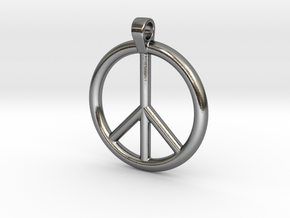 Peace Sign Pendant in Polished Silver