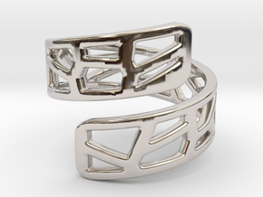 Voronoi Ring in Rhodium Plated Brass