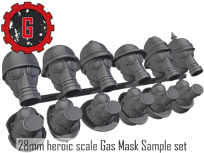 28mm heroic scale Gasmask Sampler set (12 heads) in Tan Fine Detail Plastic