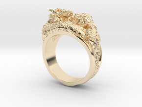 Dragon VS Tiger Ring in 14k Gold Plated Brass: 6 / 51.5