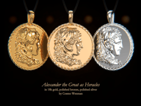 ALEXANDER THE GREAT as Heracles necklace pendant in Polished Silver