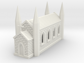 N Scale Church 1:160 in White Natural Versatile Plastic