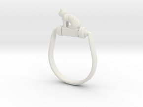 Egyptian Cat Ring, Variant 1 in White Premium Versatile Plastic: 4 / 46.5