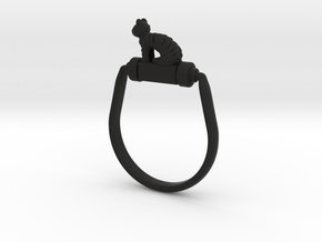 Egyptian Cat Ring, Variant 1 in Black Premium Versatile Plastic: 4 / 46.5