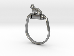 Egyptian Cat Ring, Variant 1 in Natural Silver: 4 / 46.5