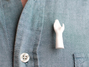 High Five Lapel Pin in White Processed Versatile Plastic