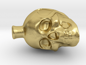 D2 Hollow Skull Dice in Natural Brass