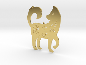 Chinese zodiac DOG sign pendant in Polished Brass