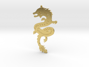 Chinese zodiac DRAGON sign pendant in Polished Brass
