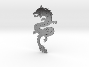 Chinese zodiac DRAGON sign pendant in Polished Silver