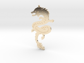 Chinese zodiac DRAGON sign pendant in 14k Gold Plated Brass