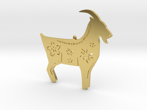 Chinese zodiac GOAT sign pendant in Polished Brass