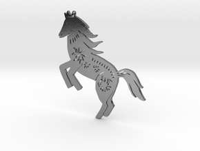 Chinese zodiac HORSE sign pendant in Polished Silver