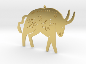 Chinese zodiac OX sign pendant in Polished Brass