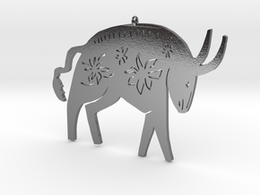 Chinese zodiac OX sign pendant in Polished Silver