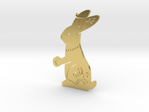 Chinese zodiac RABBIT sign pendant in Polished Brass