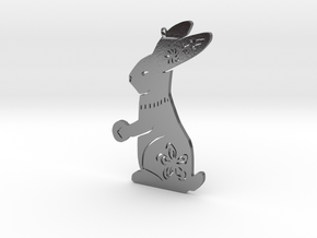 Chinese zodiac RABBIT sign pendant in Polished Silver