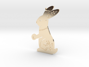 Chinese zodiac RABBIT sign pendant in 14k Gold Plated Brass