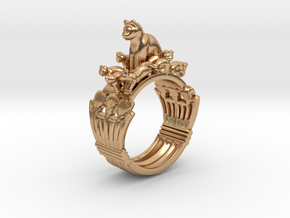 Egyptian Cat Ring "What about the kittens?" 4-13 in Polished Bronze: 9 / 59