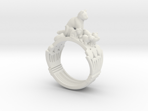 Egyptian Cat Ring "What about the kittens?" 4-13 in White Premium Versatile Plastic: 4 / 46.5