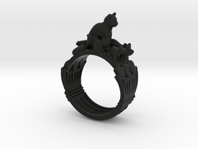 Egyptian Cat Ring "What about the kittens?" 4-13 in Black Premium Versatile Plastic: 4 / 46.5
