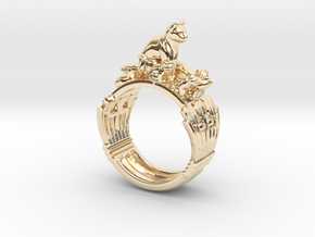 Egyptian Cat Ring "What about the kittens?" 4-13 in 14K Yellow Gold: 4 / 46.5