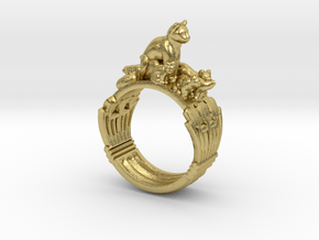 Egyptian Cat Ring "What about the kittens?" 4-13 in Natural Brass: 4 / 46.5