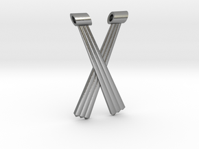 Criss-Cross Hexant Pendant in Natural Silver