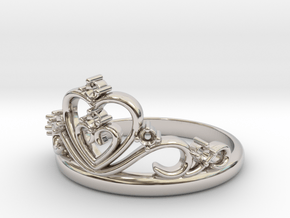 Princess crown ring in Rhodium Plated Brass