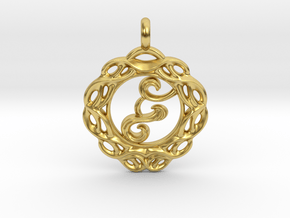 Celtic living water wellspring of life pendant. in Polished Brass