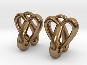 Interlocked Heart Earrings in Natural Brass