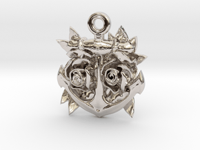 Anchor & Roses Tattoo style pendant in Platinum