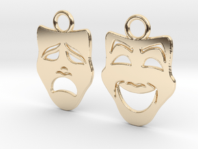 Comedy and Tragedy Earrings in 14K Yellow Gold