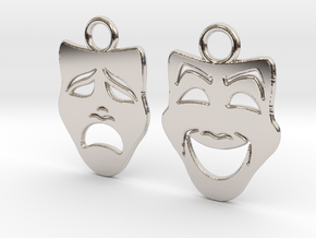 Comedy and Tragedy Earrings in Rhodium Plated Brass