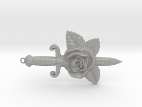 Dagger & Rose Pendant in Aluminum