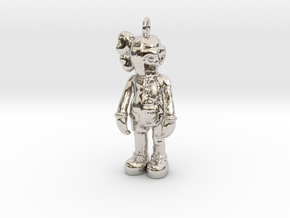 Kaws pendant or charm in Rhodium Plated Brass