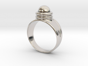 Truman Show Ring With Dome size 9.5 19.4mm  in Rhodium Plated Brass