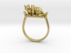 Egyptian Cat Ring, Variant 3, Sz. 4-13 in Natural Brass: 9 / 59