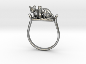 Egyptian Cat Ring, Variant 3, Sz. 4-13 in Natural Silver: 9 / 59