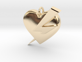 Lightning Heart Pendant in 14K Yellow Gold