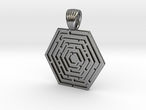 Hexa maze [pendant] in Polished Silver