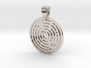 Circle Maze [pendant] in Rhodium Plated Brass