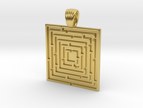 Square maze [pendant] in Polished Brass