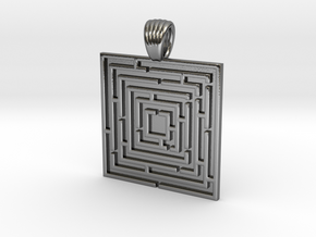 Square maze [pendant] in Polished Silver